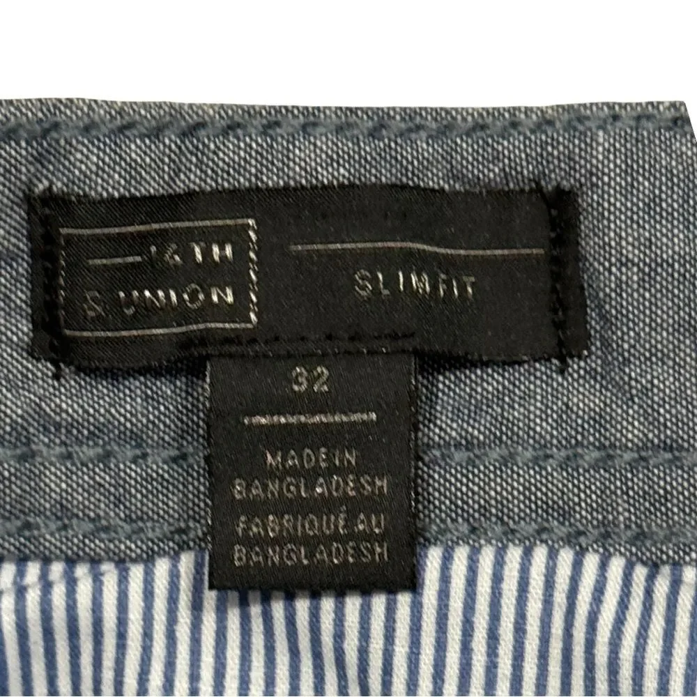 14th & Union Nordstrom Rack Men’s Cotton Chambray Slim Fit Shorts Size 32 NWT - Picture 3 of 7